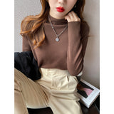 KN Half-High Collar With Sweater Women 2026 Autumn And Winter New Simple Pure Color Skin Soft Bottom Knitted Shirt Woman