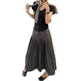 Xia Island Organ's Ten Steam High-Temperature Pressure Folds! Sleeveless Vest Organ Folded Skirt Suit Temperament Two Sets