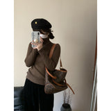 KANING Solid Color Pile Sweater Bottom Shirt 2026 Autumn And Winter New Sweet Wind Clear Pure Knitted Girl