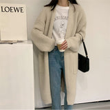 Long Knitted Cardigan Women's Autumn And Winter 2026 Korean Version Of Lazy Windy Sweater Jacket