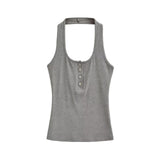Pure Hot Girl Shell Buckle Neck Vest Button Repair Vest Vest Blouse Summer Women's Clothing
