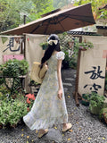 Lotus Leaves Flakes Spun Micro Fat Mm Tea Break French High-End Feeling Sweet Broken Flower Dress Women's Seaside Holiday Wind