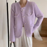 Korean Version Of Small Fragrant Sweater Coat Women Autumn Loose Lazy Wind So Imitation Sting Velvet Knitted Cardigan Shirt Top Woman