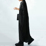 Spring And Autumn New Female Style Simple Refreshing Long Sleeves Collict Splicing Wave Point Pattern Dress Dress