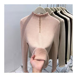 KANING Semi-High Collar Plus Thick Bottom Knitted Shirt 2026 Autumn And Winter New Wood Ear One-Piece Sweater Woman
