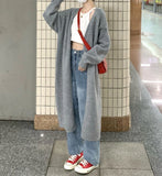 KANING Soft Languid Syringe Loose Knitted Cardigan Women 2026 Autumn And Winter New Wear Long Sweater Jacket