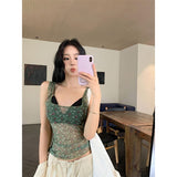 Fashion Sexy Hottie Yarn Green Sling Vest Women Summer New Slimming Niche Blouse
