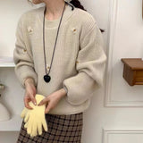 Milk Call Soft Glutinous Glutinous ~ Green Jacket Loose Sweater Women's Autumn And Winter Lazy Sense Of Relaxation