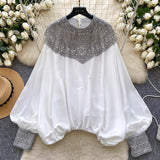 French Ocean Fine High-End Nail-Ball Shirt Fashion Loose Shirt Women