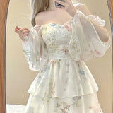[ Chiffon Fabric + Ribs] French Dress 2025 New Fashion Women's Floral Skirt