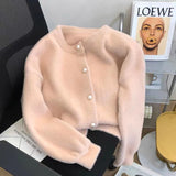 Kaning Milk White Imitation Water Velvet Sweater Coat 2026 Autumn And Winter New Loose Lazy Wind Knitted Open Shirt