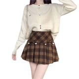 The Real Price Of The Hairy Lattice Hundred Folded Skirt A-Skirt Skirt Women's Autumn And Winter High-Waisted New Umbrella Skirt Short Skirt