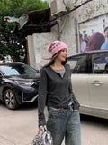 New Fake Two Folded Design Long-Sleeved T-Shirt Women's Autumn And Winter Fashion To Play The Bottom Of The Top Of The Women's T-T-Tao