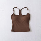 Sweet Sister Flat Mouth Hanging Neck Sling Vest With Chest Pad Removable Short Back Sleeveless Vest