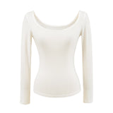 Hottie Long-Sleeved T-Shirt Girl Pure Lust Wind On The Shoulder Slim Top Inside The Bottom Blouse T-Shirt