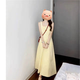 Korean Dopamine Cream Yellow Gentle Temperament Small Dress With Thin Dress With Thin Dress