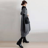 Export Japan And South Korea 2026 Autumn Loose Large-Size Round Collar Splicing Dress Women