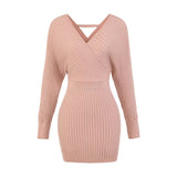 Yu Sister Hottie Temperament Thin V-Neck Knitted Dress Woman 2025 Autumn And Winter New Pure Want To Pack In The Hips Short Skirt