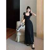 Purely Sexy Hot Girl Collar Short-Sleeved Dress Women Summer New Slimming Folded Small Long Skirt