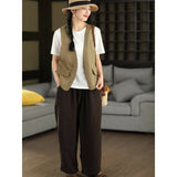2026 Spring And Summer Cotton Sleeveless Vest Coat Female Curve Splicing Show Thin Horse Clip Top Woman