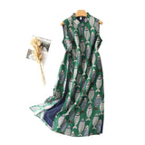 Cheongsam Improved Summer New Jasmin National Style Retro Print Buckle Sleeveless Dress Thin Dress Small Fresh
