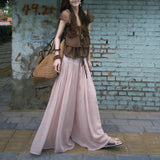 Korean Sweet Little Flying Sleeve Lace Lotus Leaf Shirt + 100-Folded Leg Trousers Feel Slack Trousers Skirt Two Sets Of Women