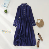 2026 Spring Dress New Loose Retro Embroidery Tlings With Waists Thin Long Wick Dress Dress Woman