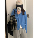 Kaning Hooded Double Zipper Sweater Coat Women Autumn And Winter Lazy Wind Niche Design Short Knitted Open Shirt Woman