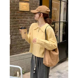 KANING French Goose Yellow Collar Knitted Cardigan 2026 Early Autumn New Double Zipper Design Sweater Woman