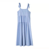 White Suspension Dresses Summer New Small Fresh Butterfly Teling Mid-Long First Love Dress Dress Woman