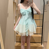 Tea-Series Holiday Full Set Of New Summer Sweet Slings Pony Skirt Short Skirt Small One-Piece Set