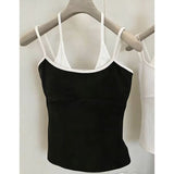 Purely Sexy Hottie Fake Two Sling Vest Women Summer New Slim Slimming Small Clad Top