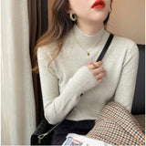KANING Autumn And Winter New Semi-High-Collar Bottoming Shirt 2026 New Design Sense Lazi Wind Bottom Sweater Woman