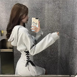 Sexy Body-Backing With Long-Sleeved Hoodie Dress Girl Lazy Breeze Spring And Autumn Small Design Dress