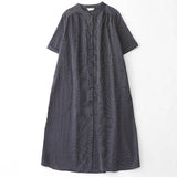 Cotton Plaid Summer Loose Shirt Long Dress Large New Short-Sleeved Summer Shirt Women's Dress