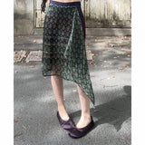 2026 Summer Fashion Fashion Printing Temperament Thin Fake Two Irregular Skirts Women's New Short Skirt Tide