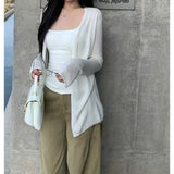 KANING Thin Lazy Wind Long Outside The Open Shirt Women 2026 Autumn And Summer Women's New Knitted Coat Top