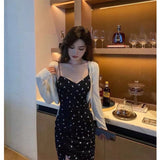 Set Women 2025 Summer New French Temperament Cardigan + Waist Broken Flowers V Neck Wave Point Sling Skirt Two Sets Of Women