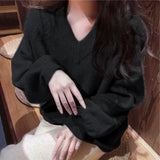 KANING High-End Sense V-Neck Powder Solid Color Sweater Women 2026 Autumn And Winter Soft-Creating Thighs Languid T-Shirt