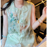 Cui Yu Heavy Industry Sang Silk New Chinese Vest Coat Women 2026 Summer New Thin Embroidery National Style Top