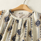 Round Collar Print Vest Dress Women 2026 Leisure Temperament Holiday Style Collar Print Dress