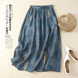 Real-Shot Print Dress Women's Literary And Artistic Retro Loose With Lining Anti-Permeable Cotton Sesame Half Skirt 2025 New Spring And Summer