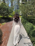 Pure Desire Deep V Temperament Dating White Dress Woman 2025 Autumn New Banquet Lace Dress