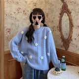 Miss Xue Autumn And Winter New Mahjong Sweater Handmade Three-Dimensional Small Flowers Gentle Wind First Love Knitting Shirt