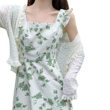 Women's French Floral Dress 2025 Summer New Square To Receive Skinny Fresh Medium And Long Skirt