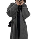 KANING Soft Languid Syringe Loose Knitted Cardigan Women 2026 Autumn And Winter New Wear Long Sweater Jacket