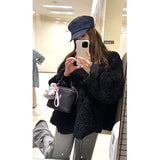 Lazy Wind Environmental Protection Lamb Wool Coat Women Autumn And Winter Short Loose Thick Fur Integrated Leisure Age Reduction Top