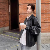 Vintage Brown Leather Women's Short 2026 Spring And Autumn Small Korean Version Of Loose Leather Jacket Handsome Locomotive Jacket