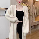 Korean Version Of Soft-Colonly Pure Color Knitted Cardigan Women 2026 Early Autumn New Loose Lazy Wind Long Sweater Coat
