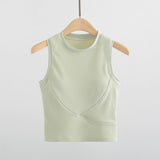 Sports Fitness Running Yoga Clothes Handwear Women's Summer New Fast-Fits Short With Breast Pad Tops